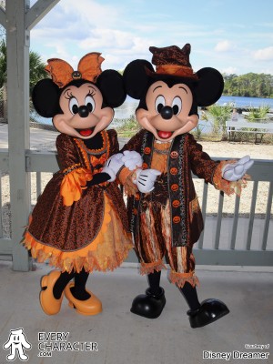 Minnie Mouse in Bat Bow Outfit & Mickey Mouse in Pumpkin Robe Minnie Mouse in Bat Bow Outfit & Mickey Mouse in Pumpkin Robe