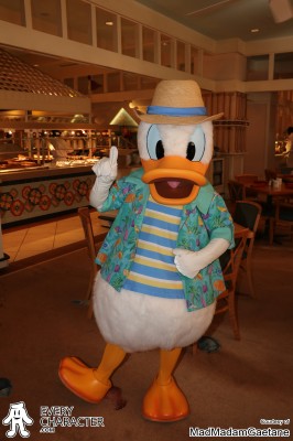 WDW - Minnie's Beach Bash Breakfast Donald Duck in the WDW - Minnie's Beach Bash Breakfast outfit