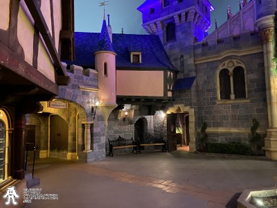 DLR - Sleeping Beauty's castle Courtyard where DL - Sweethearts' Nite - Belle & the Beast took place.