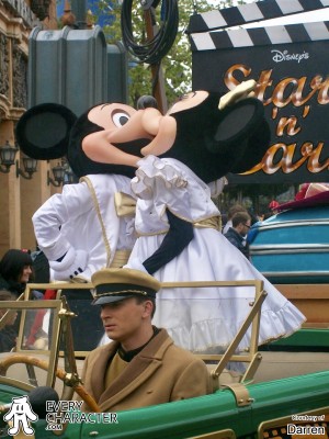 Mickey Mouse in White & gold tuxedo in the DLP - Stars 'n Cars Parade Outfit Mickey Mouse in White & gold tuxedo in the DLP - Stars 'n Cars Parade Outfit