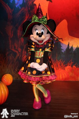 Minnie Mouse in Black Dress with Orange Dots in the DLP - Halloween Costume Corner Outfit