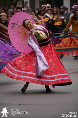 Chinese Umbrella Dancers in the DCA - Mulan's Lunar New Year Procession Outfit Chinese Umbrella Dancers in the DCA - Mulan's Lunar New Year Procession Outfit